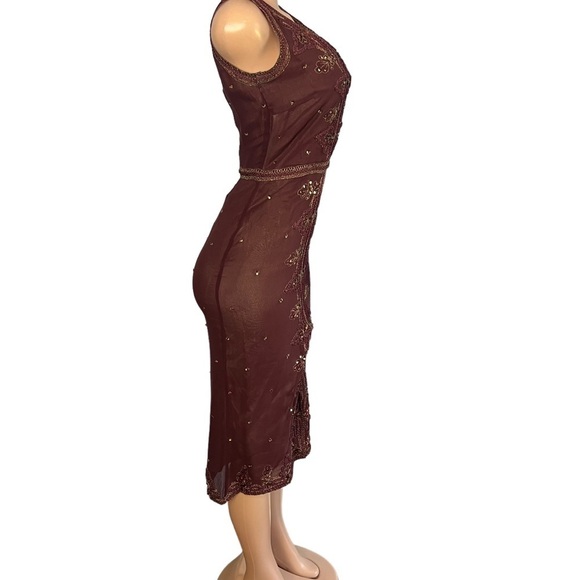 3/$30 🍂 Massimo Dutti Dark Plum Silk Embroidered Shift Dress - Picture 10 of 12